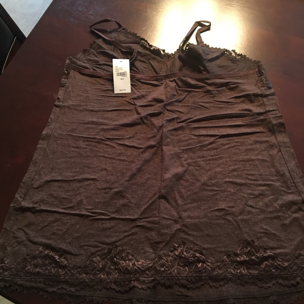Lane Bryant: Essential Lace trim cami/ chocolate